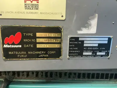 Used 1999 MATSUURA MC800VG Vertical Machining Centers Ohio US | HGR 24 #1278935