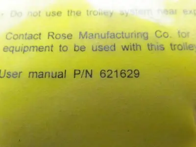 Rose Mfg 506266 621629 Beam Glide Trolley 310Lb Fall Protection 620Lb S15x42.9