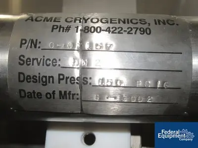 USED Acme Cryogenics ACME Liquid Nitrogen Valve, S/S