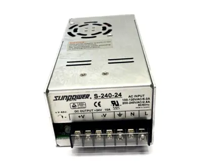 S-240-24 | Sunpower  Power Supply 100-240VAC 24VDC 10A - Used