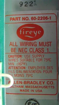 Fireye 60-2206-1 Wiring Base for use with 25SU5-5011 Control Unit Used