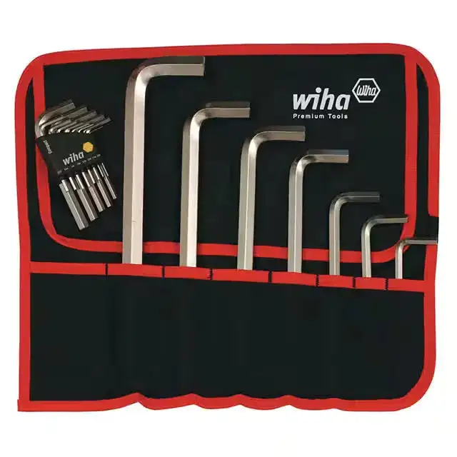 Wiha 20 Piece SAE Hex L-Key Set Short Arm & Long Arm Chrome Finish 35299