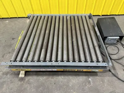 4,000 LBS X 60" X 48" ECONO LIFT HYDRAULIC SCISSOR LIFT TABLE WITH ROLLER CONVEYOR TOP, 115 VOLT: STOCK #20962