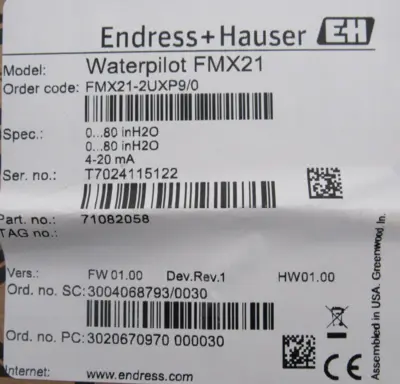 NEW ENDRESS+HAUSER FMX21-2UXP9/0 LEVEL TRANSMITTER FMX212UXP90 71082058