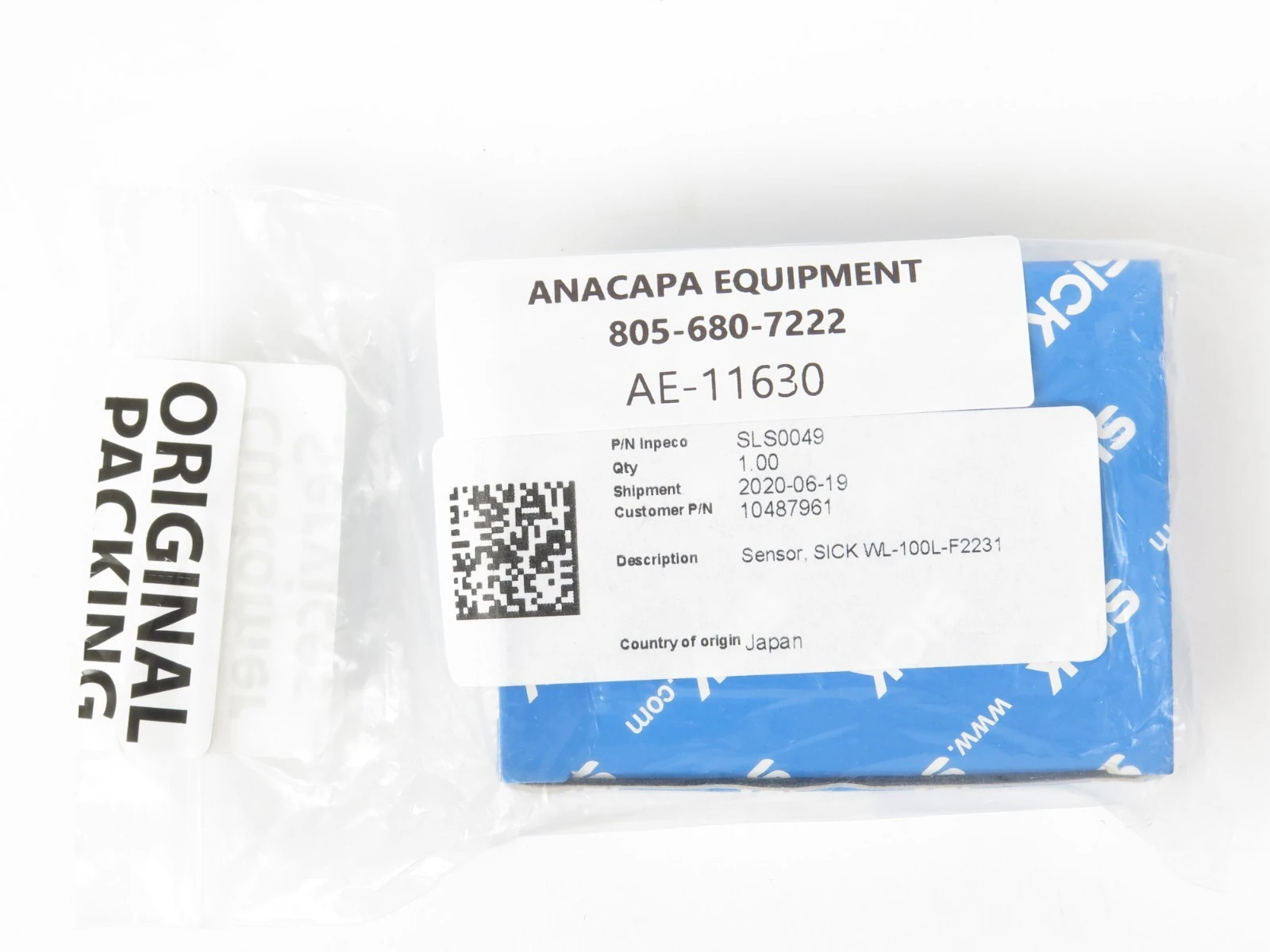 New | in-Stock SICK WL100L-F2231 Sensors California US | ANACAPA EQUIPMENT BROKERS, INC #1545485