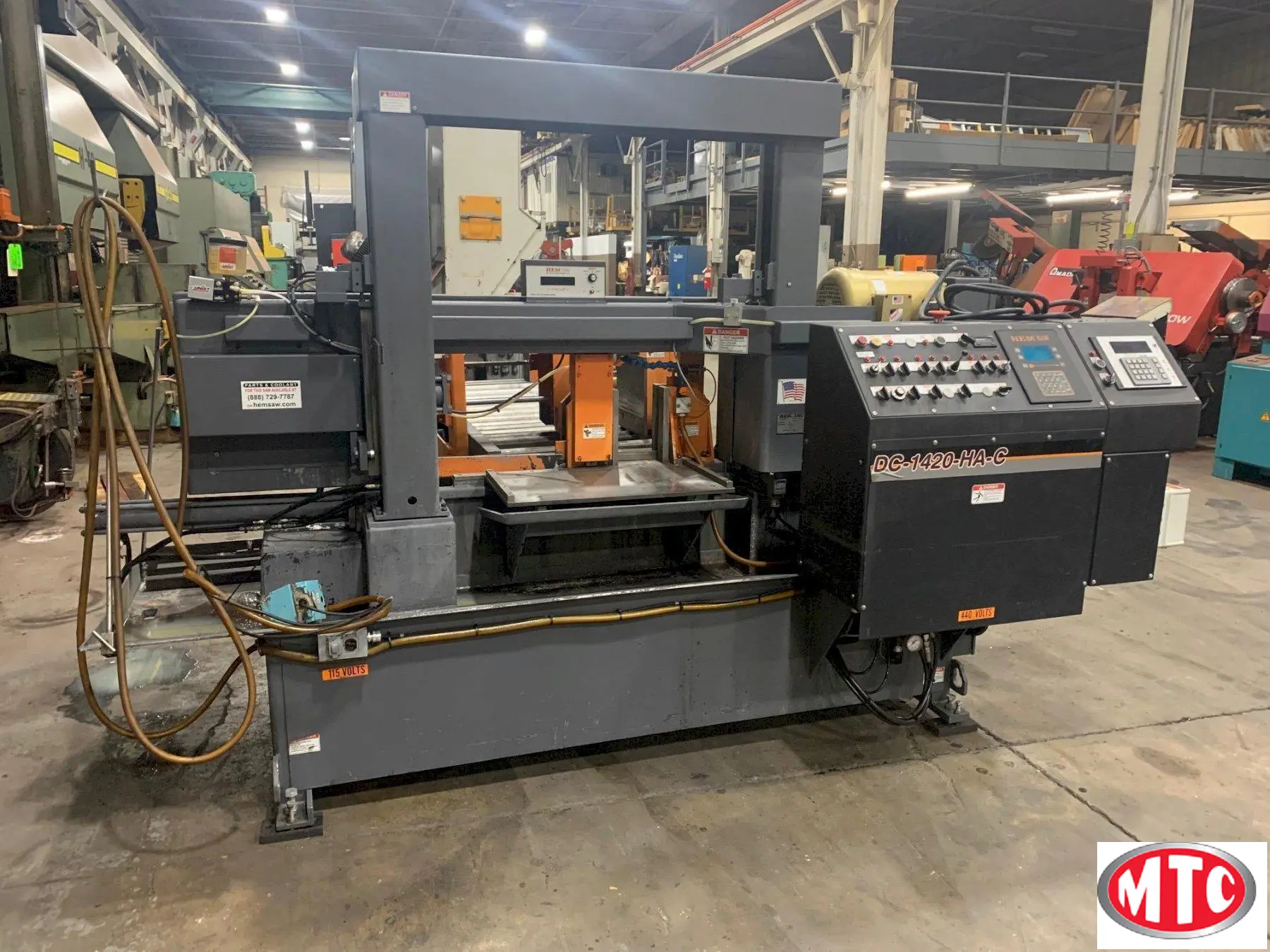 USED HEM 14" X 20" MODEL DC-1420HA-C DUAL COLUMN AUTOMATIC HORIZONTAL BANDSAW,