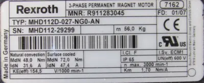 NEW REXROTH R911283045 SERVO MOTOR MHD112D-027-NG0-AN