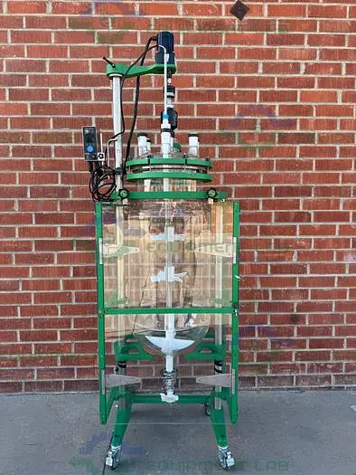 USED CHEMGLASS 150 LITER GLASS REACTOR W/ CHEMGLASS DIGITAL OVERHEAD STIRRER
