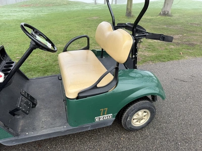 (1) 2014 E-Z-Go golf cart with a Kawasaki gas engine, includes canopy, ball carrier, fold-down winds...