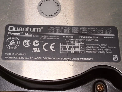 QUANTUM PIONEER SG HARD DRIVE SG10A011