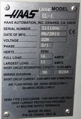 2018 HAAS CL-1 LATHES, CHUCKING, N/C & CNC | Wheeler Machinery Sales (15)