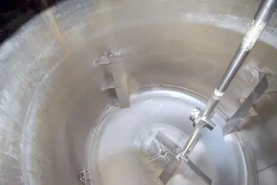 Mason Steel Tank, Approximately 2,500 Gallons, Stainless Steel, Vertical.