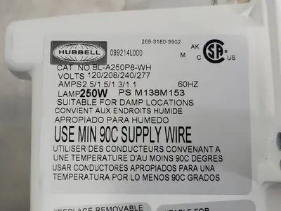 NEW HUBBELL BL-A250P8-WH