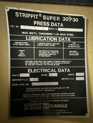 Used STRIPPIT 30/30 Single Station Punches California US | Heavy Wall Consulting #1465157