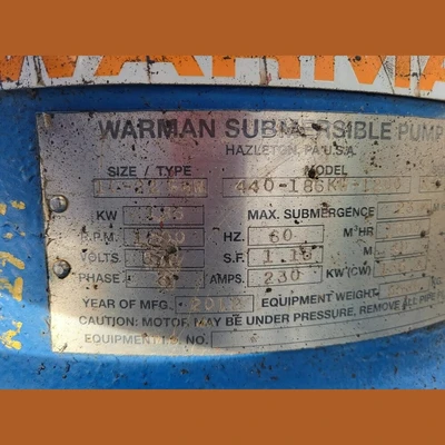 USED 2012 WARMAN 440-186KW-1200