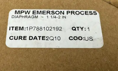 NEW EMERSON PROCESS CONTROLS 1P788102192 TURBINE DIAPHRAGM 1 1/4-2 IN.