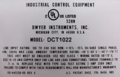 NEW DWYER INSTRUMENTS DCT1022 DUST COLLECTOR CONTROL BOARD
