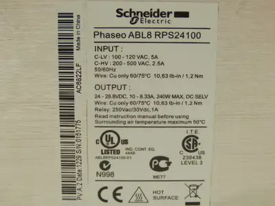 Schneider Electric ABL8 RPS24100 Power Supply 24VDC/10A