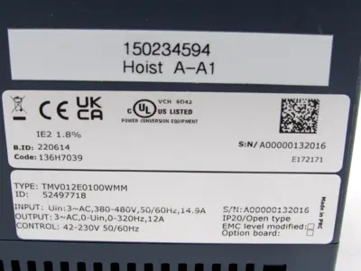 NEW KONECRANES TMV012E0100WMM FREQUENCY CONVERTER