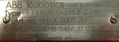 USED ABB 3HAA0001-ZH SERVO MOTOR 1FT3078-5AZ21-9-Z 3HAA0001ZH