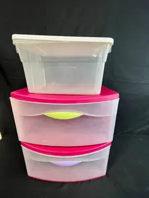 Sterilite and Rubbermaid Plastic Storage Drawers and Bin Set