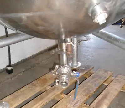 Used Stainless Steel Steam Jacketed Kettle with Top Mounted Agitation