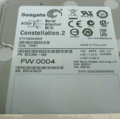 NEW SEAGATE 9RZ268-080 CONSTELLATION 2 6GB HARD DRIVE 9RZ268080