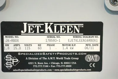 NEW SPECIALIZED SAFETY PRODUCTS JK-RBOX JET-KLEEN