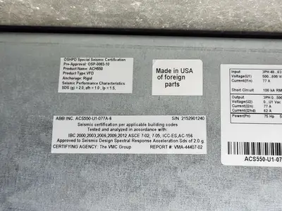 USED 2015 ABB ACS550-U1-077A-6