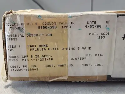 New | in-Stock GOULDS 0100-593 1203 Parts (Hydraulics and Pneumatics) British Columbia CA | Lenmark #258095