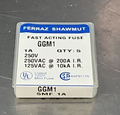 Ferraz Shawmut GGM1 Mini Fuse 1 Amp 250 Vac box w/90 loc4D36