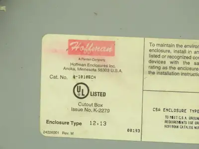 Hoffman A10106CH Electrical Enclosure Junction Box E-Stop Pushbutton 10x10x6"