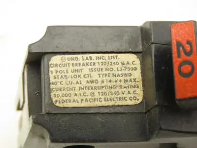 Federal Pacific Circuit Breaker 20 Amp Single Pole 120/240V Lot of 17