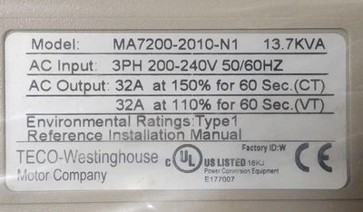 NEW Westinghouse MA7200-2010-N1