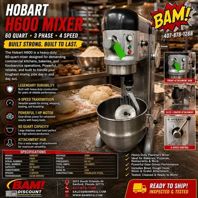 Used HOBART H600 Bakery Equipment Florida US | BAM Discount Restaurant Equipment #1110498