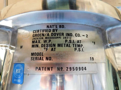 USED GROEN VACUUM KETTLE TDC/3-10