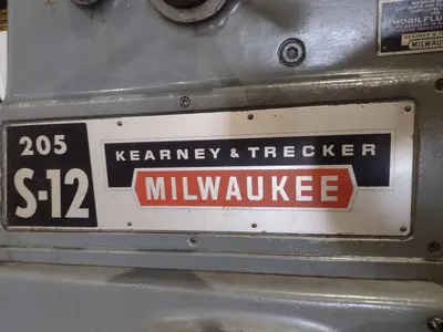 #205 K&T MILWAUKEE KEARNEY AND TRECKER MODEL #205 S-12 HORIZONTAL MILL WITH TOOLMAKERS VERTICAL HEAD: STOCK #22495