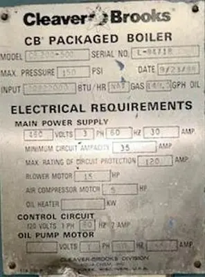 USED 1988 CLEAVER BROOKS CB200-500