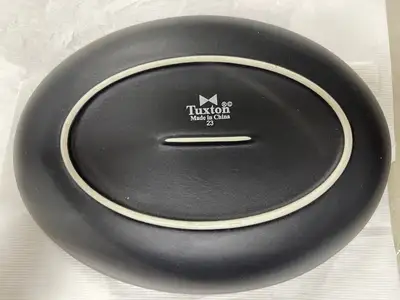 Used Tuxton Used Tuxton TuxTrendz Zion Matte Black 35 oz. Embossed Oval China Bowl - WO1 Smallwares Illinois US | Falcon Restaurant Supply #1375421