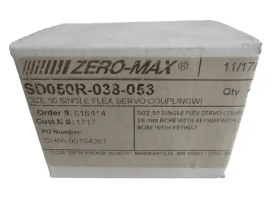 NEW ZERO-MAX SD050R-038-053 SIZE 50 SINGLE FLEX SERVO COUPLING