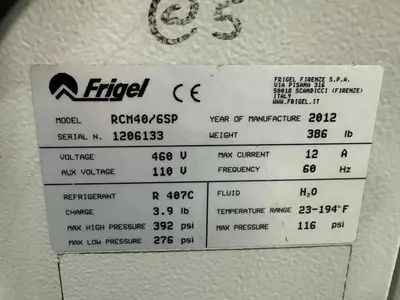 Used 2012 FRIGEL RCM40/6 SP Temperature Controls Massachusetts US | Absolute Machinery #1349125