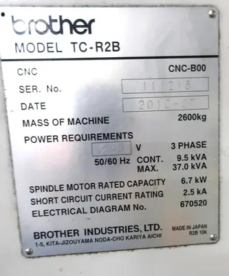 Used 2010 BROTHER TC-R2B Drilling & Tapping Centers Illinois US | Aucto #1306897
