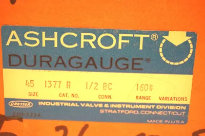 NEW ASHCROFT 45-1377-R 160 PSI DURAGAUGE 451377R160