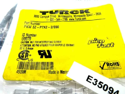NEW LOT OF 3 TURCK PKW 3Z-P7X2-2/S90 U0079 MOLDED CORDSET U0079 PKW3ZP7X22S90