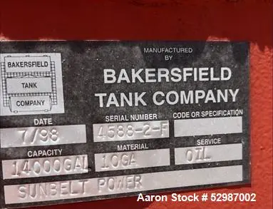 Used 14,000 Gallon Bakersfield Tank,