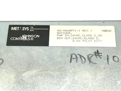AS-VAVDPT1-1 | Johnson Controls  Rev J Metasys Variable Air Volume Controller - Used