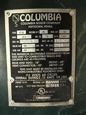 Used 2014 COLUMBIA CT-20 Boilers Ohio US | C3 SURPLUS LLC #1459988