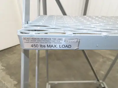 Uline H-84-110 Rolling Ladder 5 Step 10" Work Platform 50" Top Step 450lbs