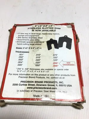 Precision Stainless Slotted Shim Size D 5″X5″ Gauge .075 Slot Size 1-5/8″   (8)