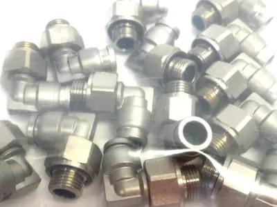 USED SMC METAL MALE ELBOW SWIVEL FITTING 6MM OD TUBE